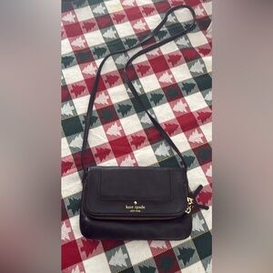 Kate Spade Black Crossbody Bag with Gold Zipper